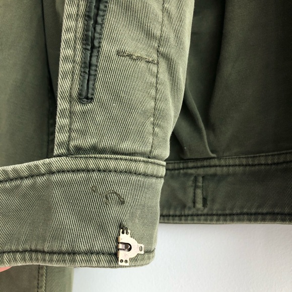 Khaki Green Cropped Denim Jacket / Medium - Picture 4 of 5